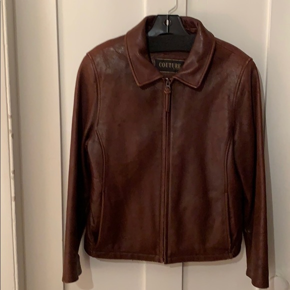 Leather Bomber Style Jacket - Picture 1 of 16